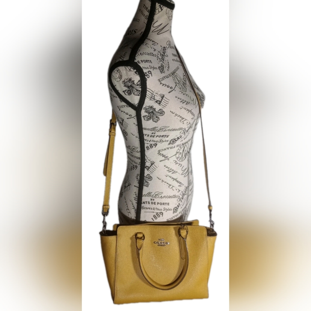 Coach Leah Satchel F30555 Flax Mustard Yellow Gunmetal